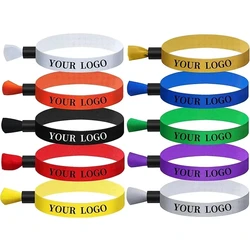 Pulseras de tela de piezas para eventos, brazaletes personalizados de Color sólido para fiestas, festivales y eventos, 50/200