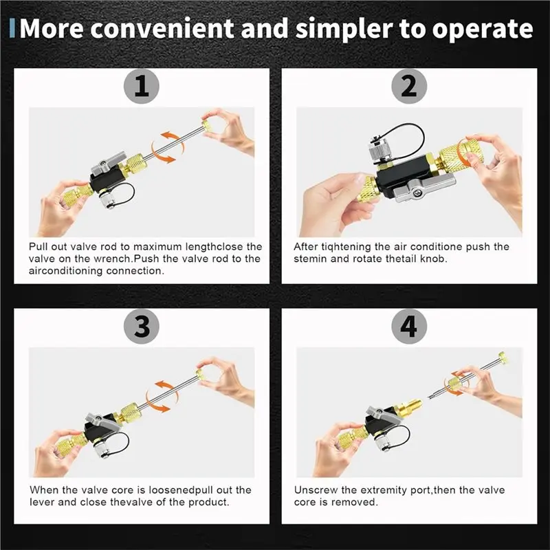 WHYY-Dual Valve Design For R22, R410A, R32, R134a Systems- HVAC Valve Core Removal Tool Kit Installer