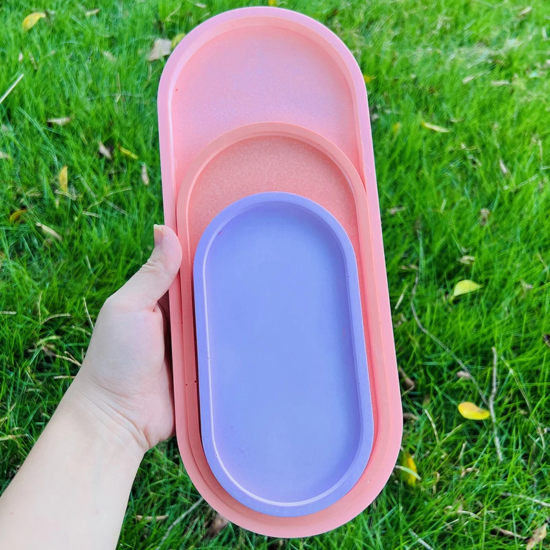 Terrazzo Tray Silicone Mold Oval Concrete Home Decor Tray Mold Small Ornament Gypsum Display Dish Epoxy Resin Mold