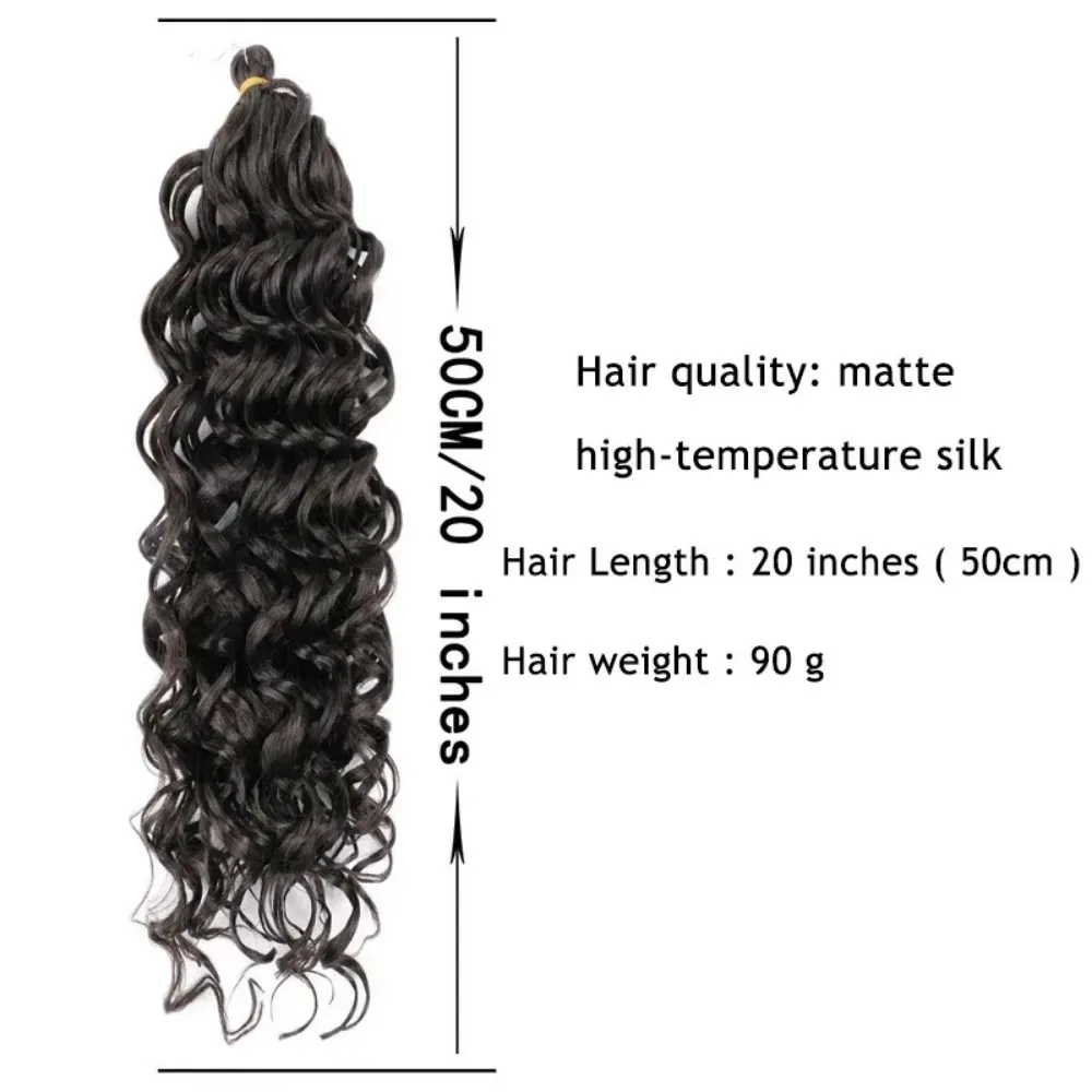 Onda sintética Crochet cabelo trançado para senhoras, cabelo encaracolado deusa, trançado de cabelo tecelagem, cobre, 350, 50cm