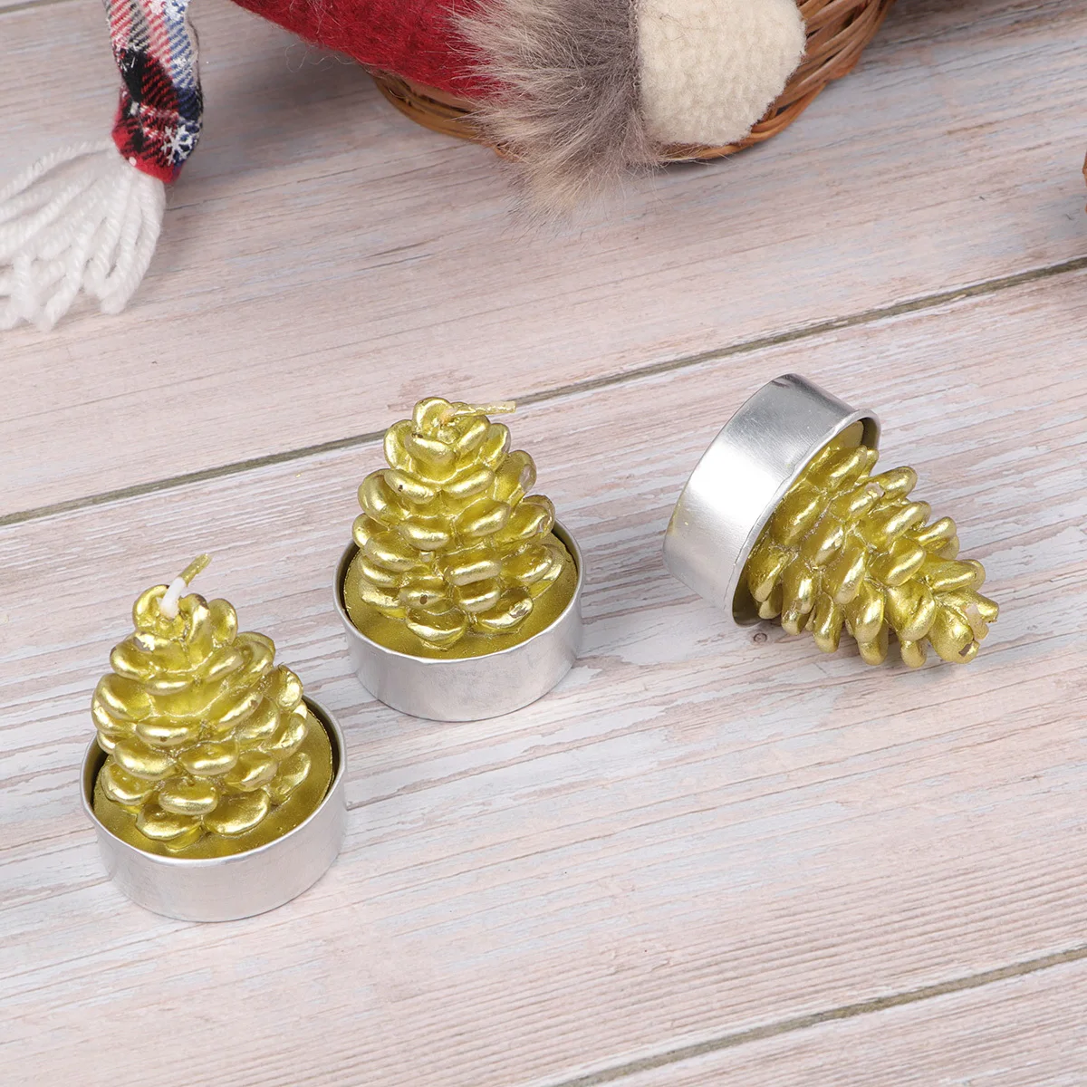 3 pçs pinha em forma de natal presente criativo para decorações do feriado mesa peça central ornamento de natal decoração para casa