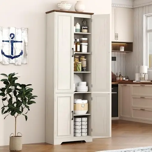 Farmhouse Kitchen Pantry Cabinet, 72