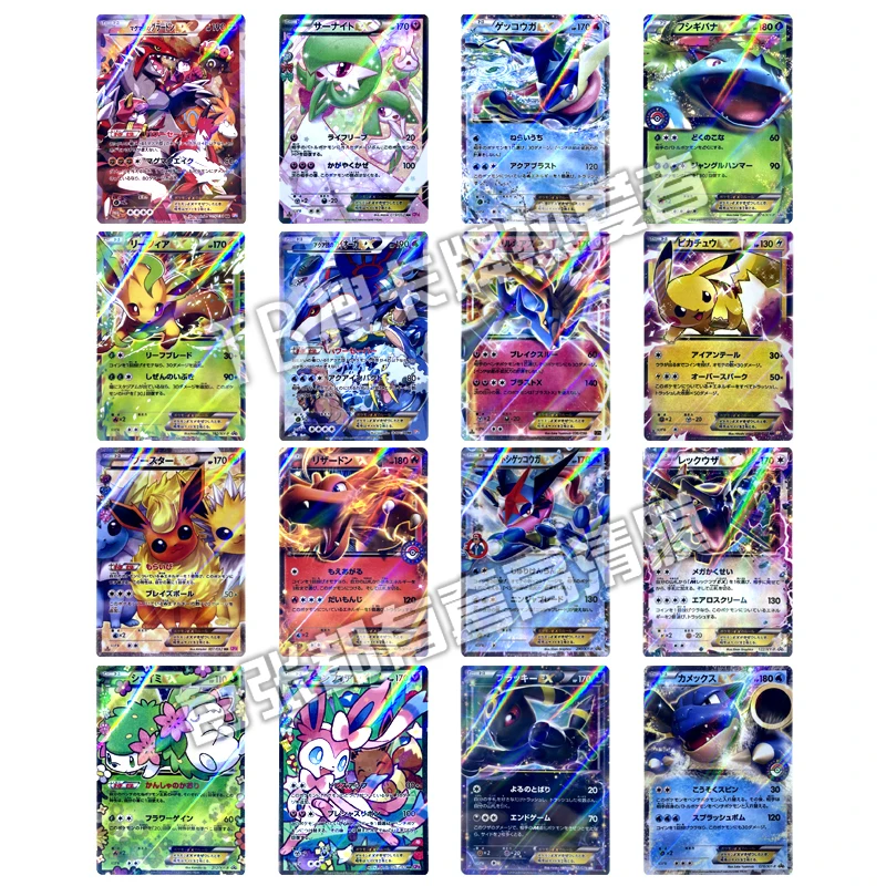 16Pcs Pokemon Ptcg Japanese Replica pikachu Charizard Blastoise Gardevoir EX Cartoon Animation Gift Game Collectible Card Toy