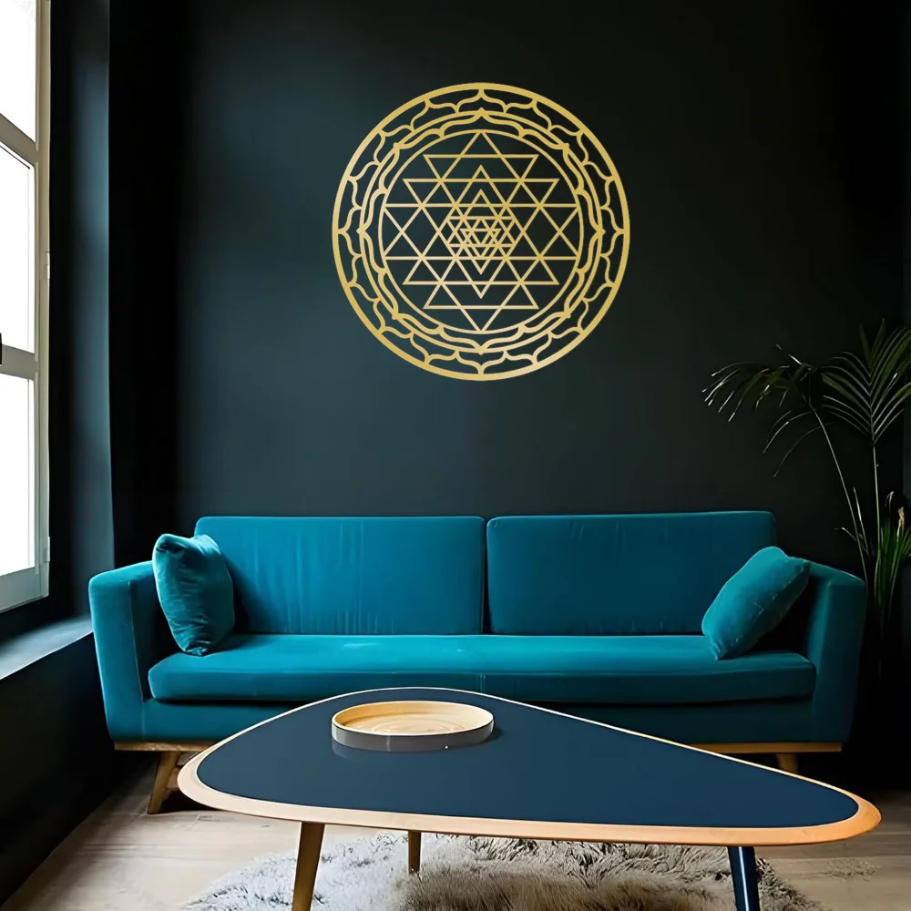 Escultura de parede de metal com mandala sagrada Yantra |   Decoração Circular Geometria Divina |   Presente de Halloween e Natal