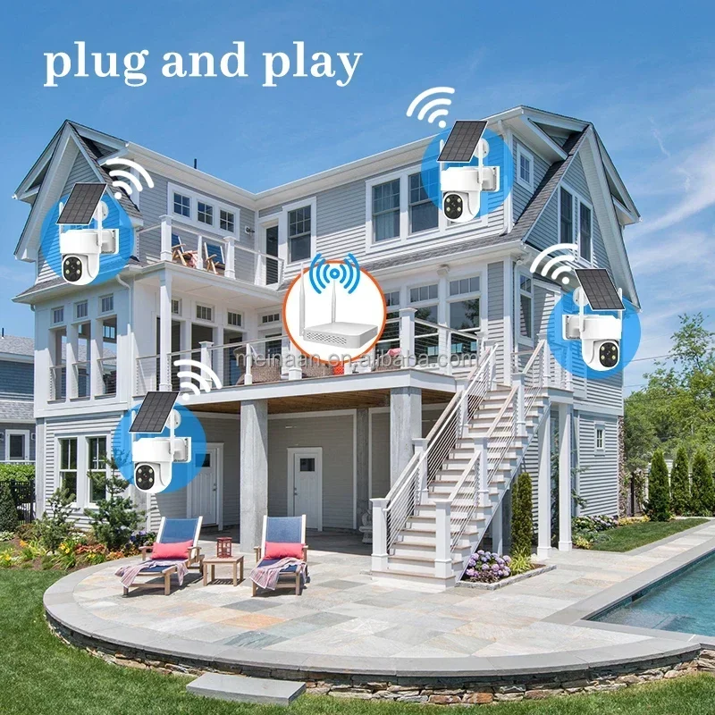 

4MP CCTV Kit Wireless Solar Panel Power Security PTZ Camera System Wireless WiFi Outdoor Solar CCTV Camera Surveillance System