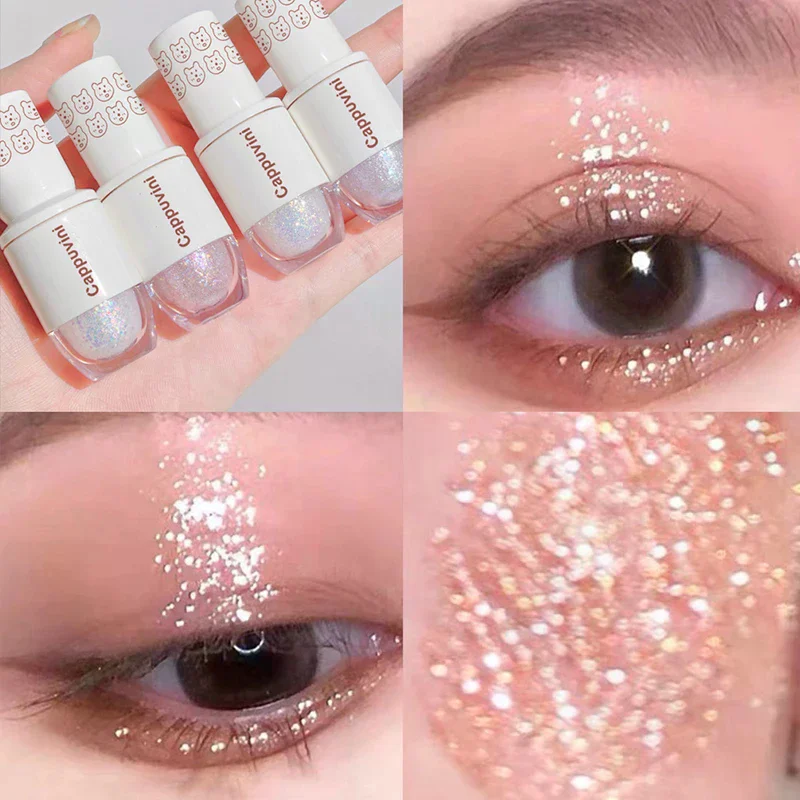 Beer Bowlingbal Teardrop Vloeibare oogschaduw Oogmake-up Liggende zijderups Parel Super Sparkle Hoogglans Glitter Fijn glitterpoeder