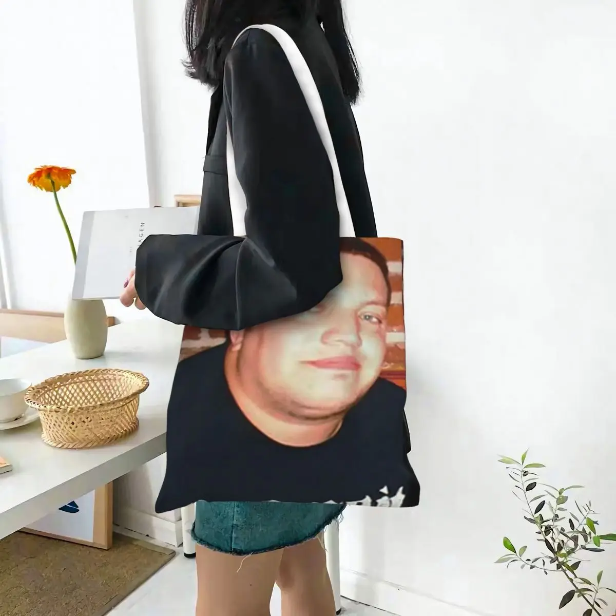 กระเป๋าช้อปปิ้งผ้าแคนวาส กระเป๋าโท้ทพับได้สำหรับผู้หญิง กระเป๋าสะพายไหล่ กระเป๋าถือเดินทาง