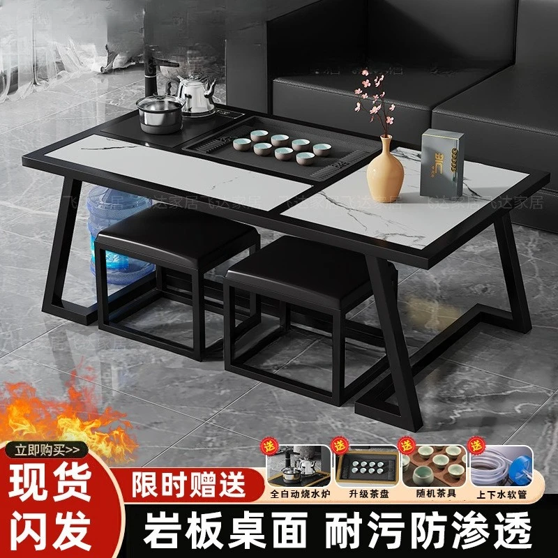 

Rock slab light luxury tea table office simple kung fu tea table living room new boiling water integrated