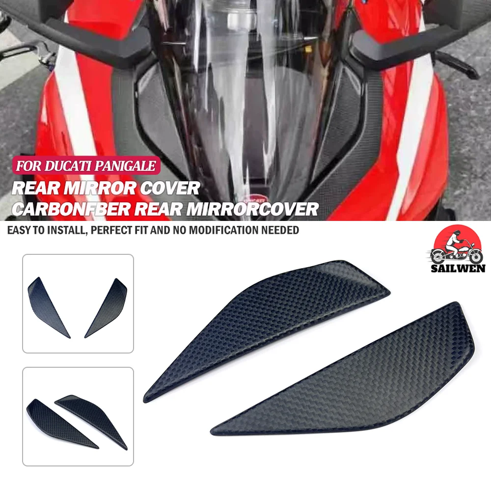 

For DUCATI Panigale V4 V4S V4R 2018-2024 Carbon Fiber Rear Mirror Cover Front Fairing Motorcycle Modified Parts Decorate Cap