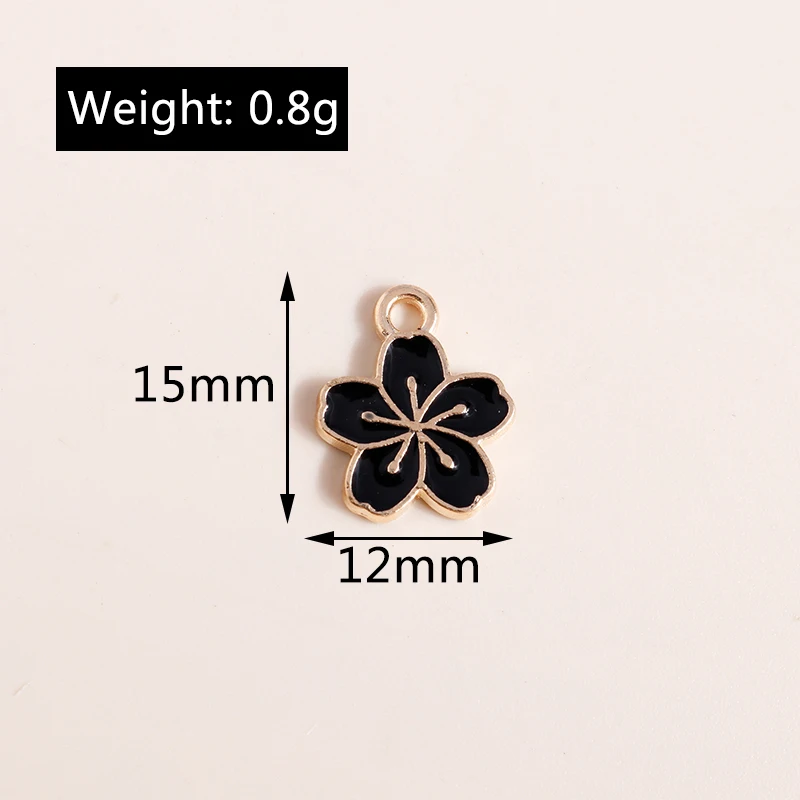 10pcs 12*15mm Cute Mini Enamel Sakaru Flower Charms for Earring Necklace Pendant Handmade Jewelry Making Accessories