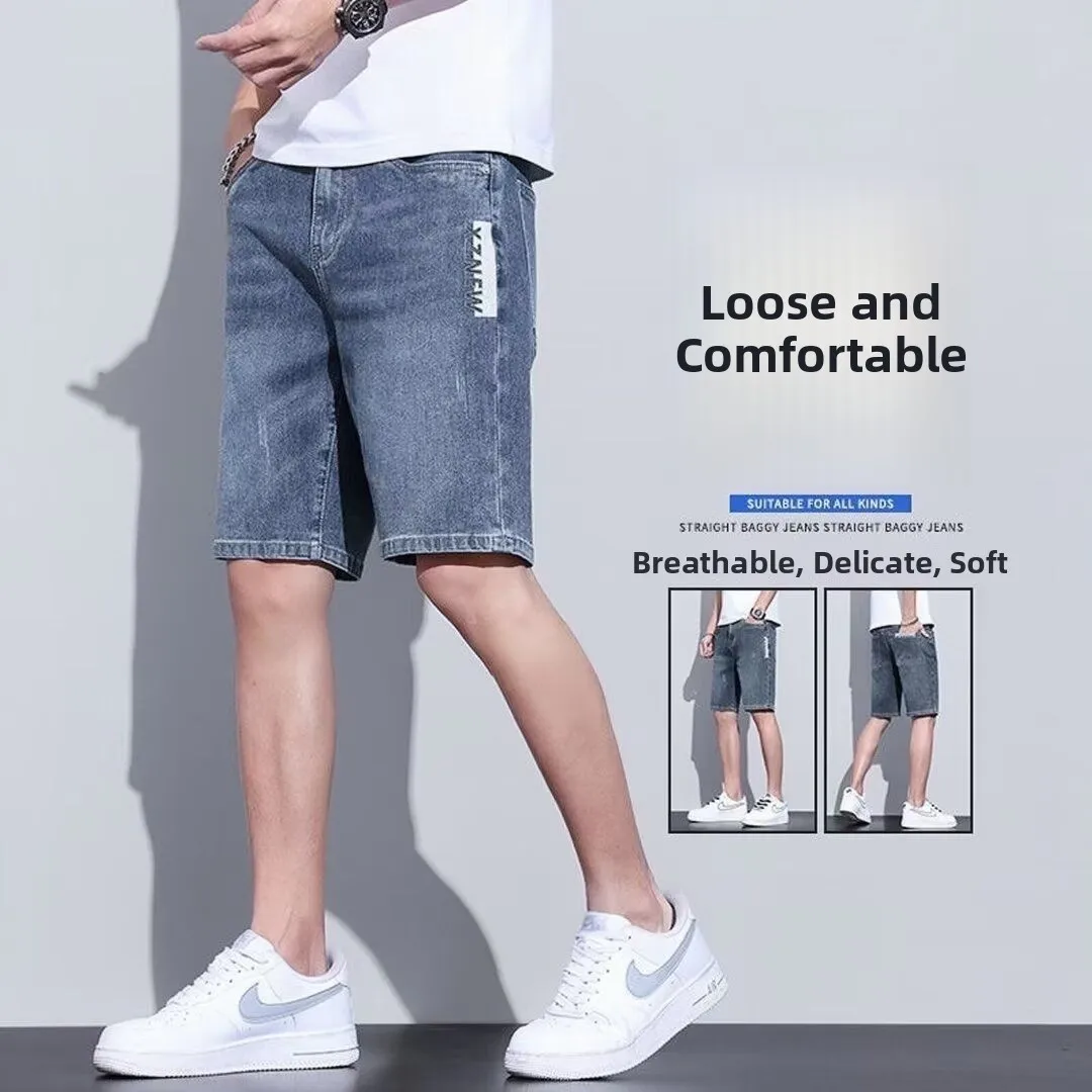 

Men's Summer Casual Loose Thin Denim orts Five-Point Pants Trendy Youth Sle Four-Season Versatile Busin Casual Fit
