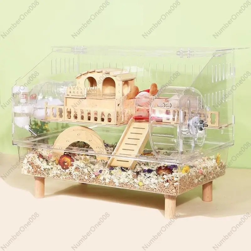 

Hamster Cage Golden Bear Acrylic Transparent Ornamental Breeding Cute Landscaping Luxury Villa Large Space