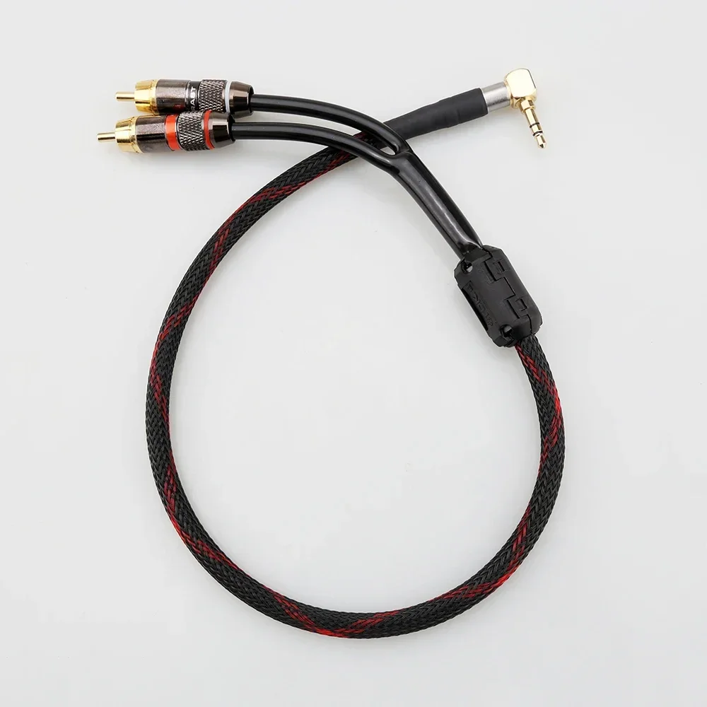 Hifi rca كابل الصوت إشارة سلك جاك التوصيل 3.5 مللي متر بزاوية واحدة إلى اثنين كابل RCA 3.5 مللي متر مستقيم إلى 2RCA واجهة hifi amp الصوت
