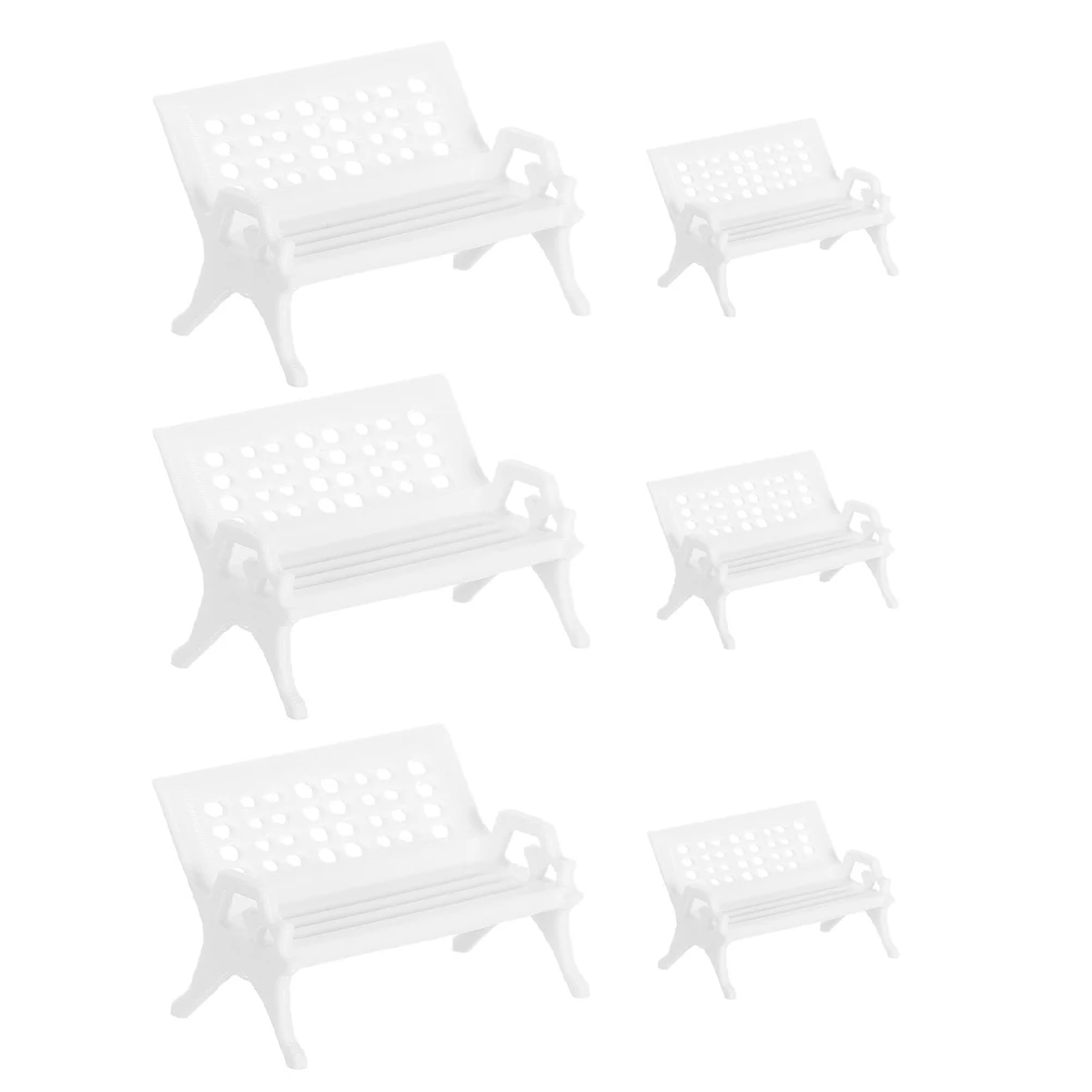 

6Pcs Mini Chair for Dollhouse Furniture Realistic Simulation Bench Small Plastic Chairs Set for Miniature Scene Decoration