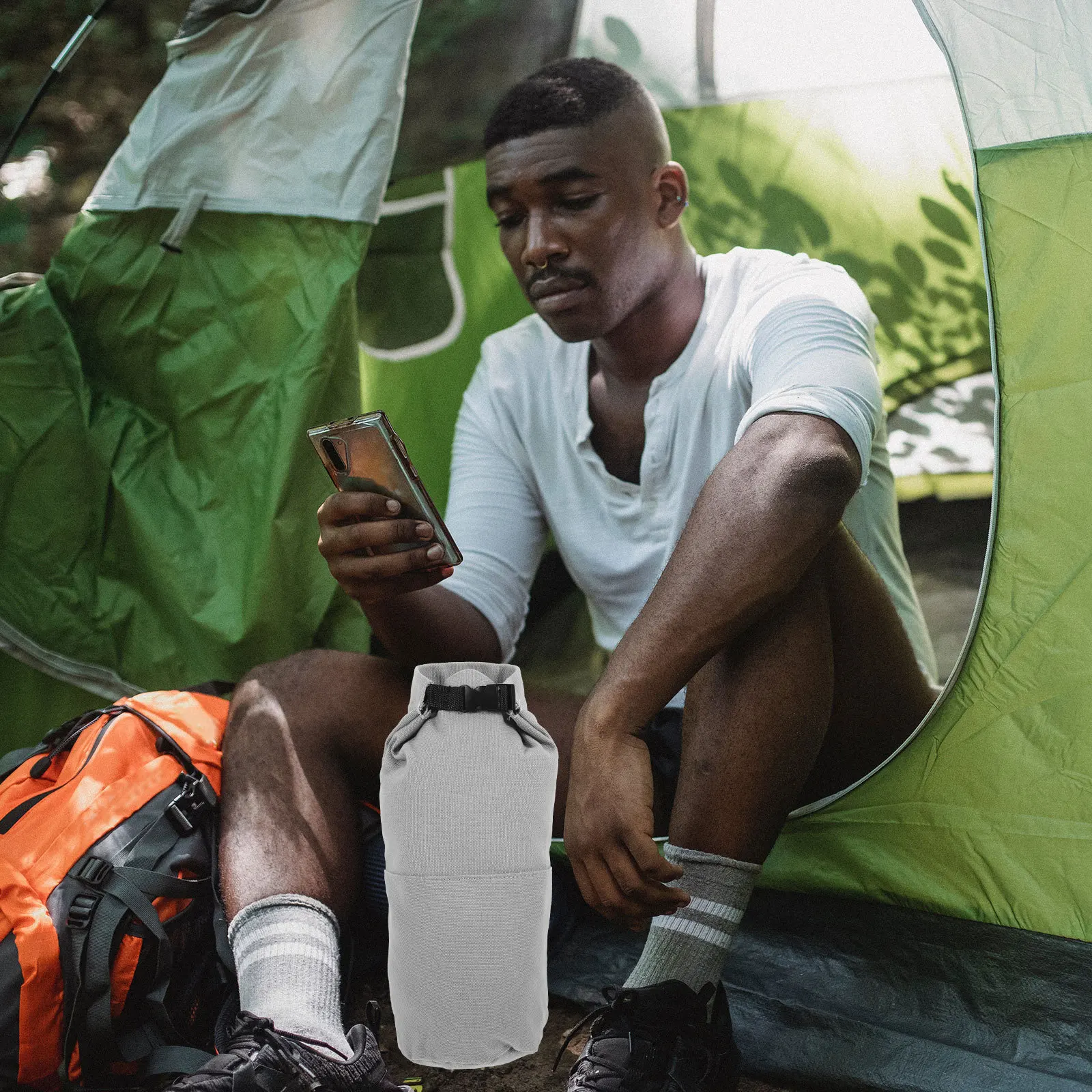 

Outdoor Canvas Oil Lantern Storage Bag Portable Camping Lamp Organizer Wear-Resistant Buckle Design Lamp Pouch