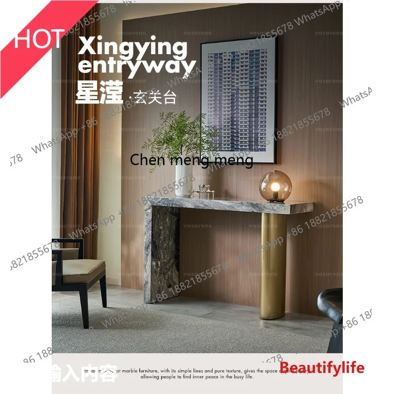 

M45 Легкий роскошный высококачественный бытовой входной шкаф из итальянского натурального мрамора с входной дверью у стены