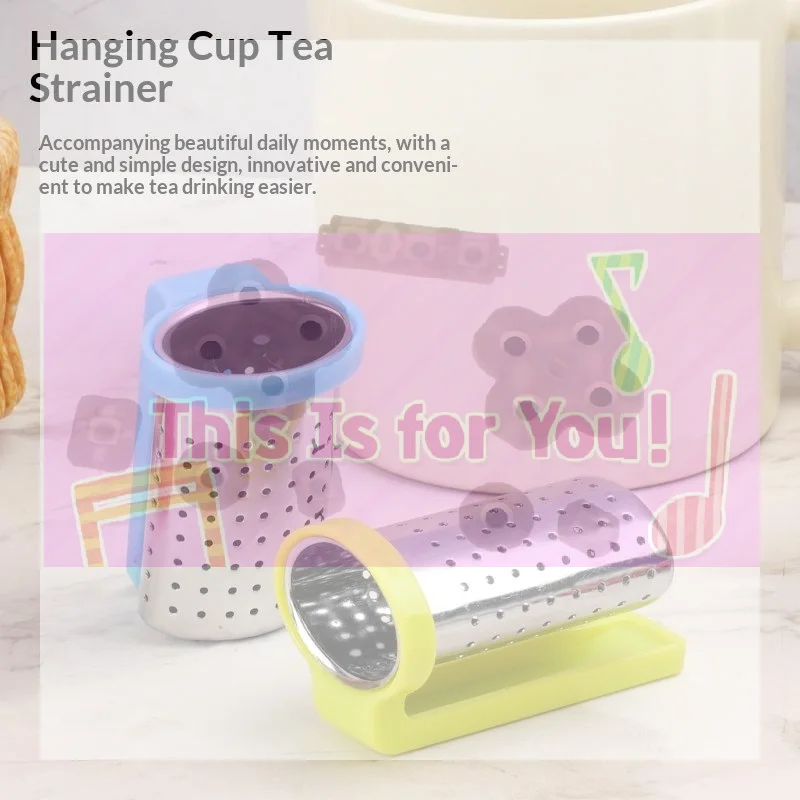 【MA】Creative Hanging On Cup Tea Strainer Cup Clamp Food Grade Stainless Steel Clip Tea Infuser With Handle 1PC