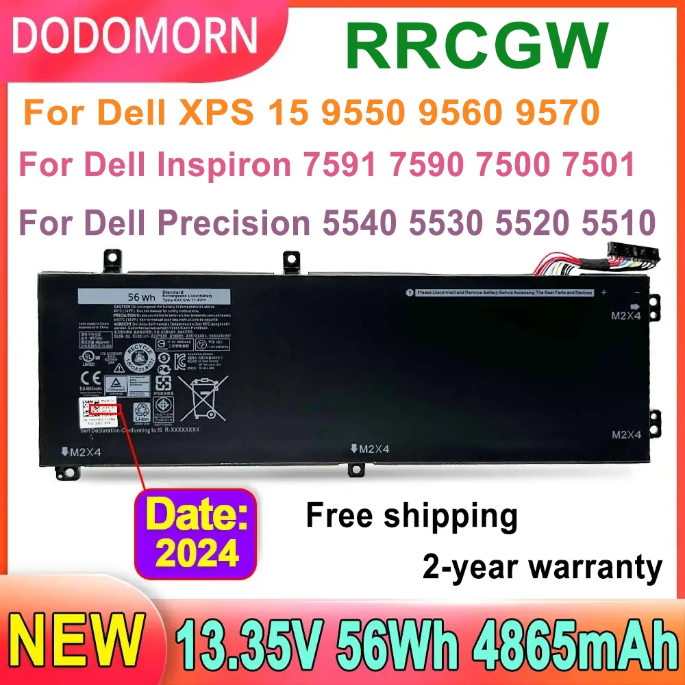 

DODOMORN RRCGW Laptop Battery For Dell XPS 15 9550 9560 9570 1P6KD 62MJV T453X M7R96 Inspiron 7590 7500 Precision 5540 5530 5510