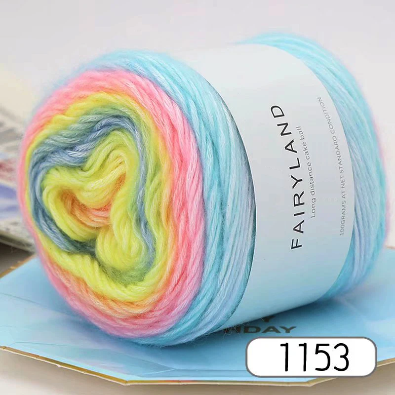 1Pc 100G Gradiënt Regenbooggaren, Geschikt Voor Diy Haak En Gebreide Warme Truien, Sjaals, Hoeden, Sjaals, Sjaals, Enz