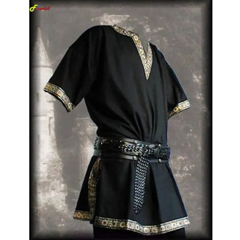 Medieval Renaissance Costumes Men Nobleman Tunic Aristocrat Chevalier Knight Warrior Halloween Cosplay Costumes no Belt BS7208