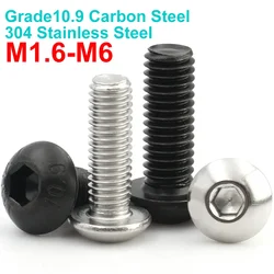 Allen Hex Socket Button Head Screws ISO 7380 304 Stainless Steel 10.9 Alloy Steel M1.6 M2 M2.5 M3 M4 M5 M6 5 /10 /20pcs