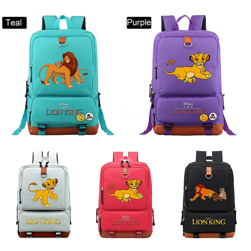 The Lion King Simba-Bolsa de libros escolares para adolescentes, Mochila portátil de hombro para hombres y mujeres, Mochila de viaje diaria