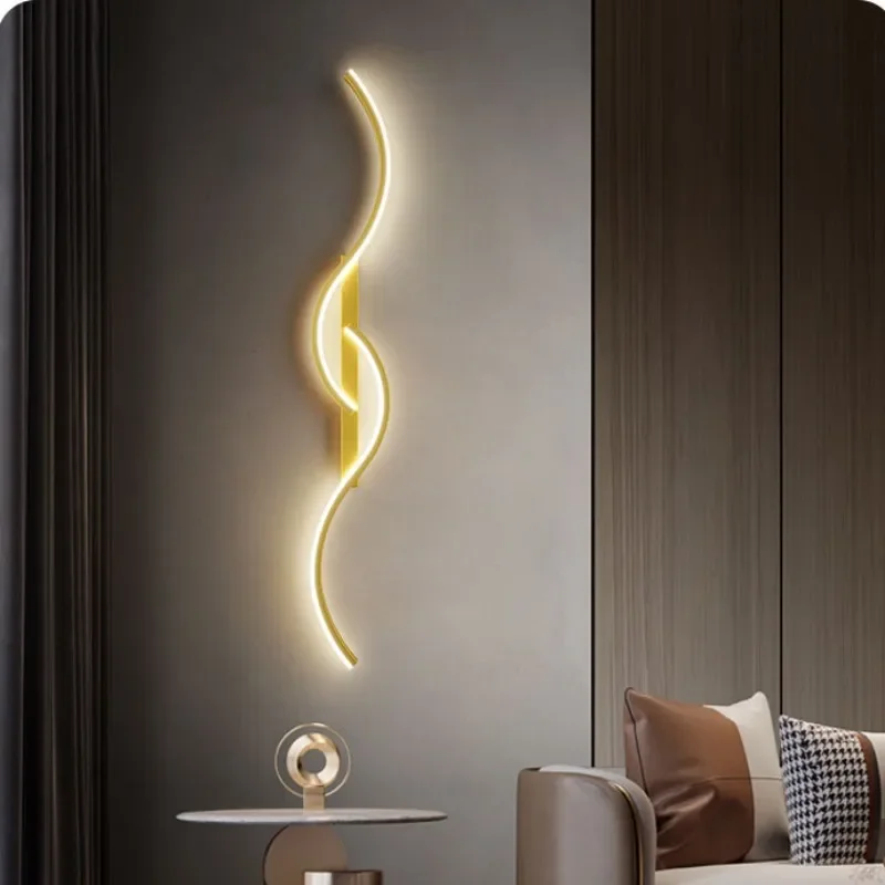 Lámpara Led de pared moderna para mesita de noche, accesorio de luces de arte minimalista para interiores, sala de estar, dormitorio y escaleras,