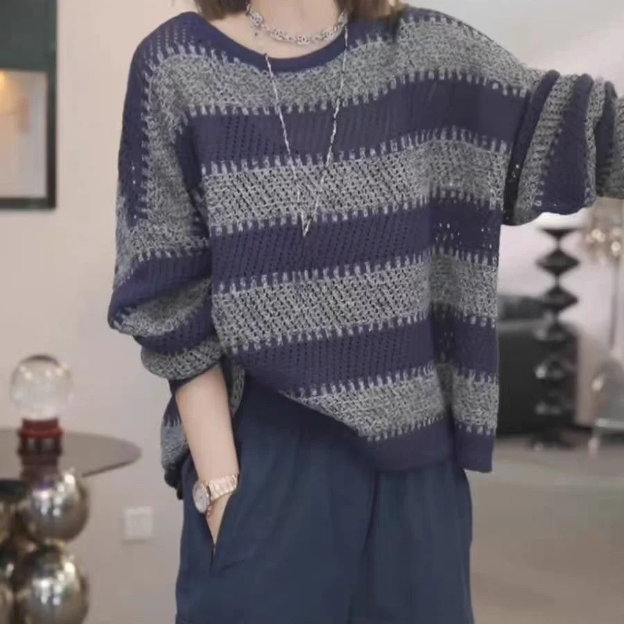 Luksusowy sweter damski Camere, długi, luźny, dzianinowy, na jesień, wygodny, dopasowany, okrągły dekolt, ciepły, miękki, poliestrowy.