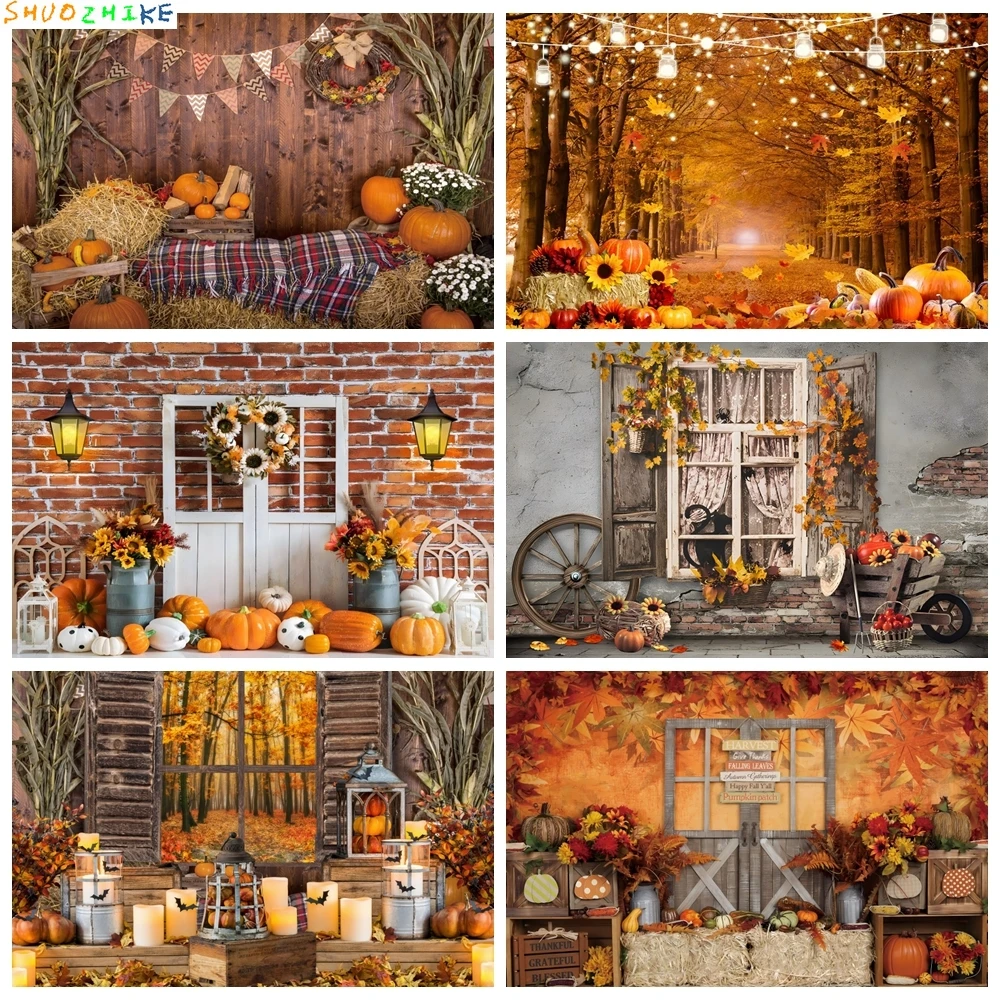 

Autumn Scenery Farm Warehouse Haystack Barn Newborn Kids Portrait Photography Backdrop Forest Fall Leaves Background Studio