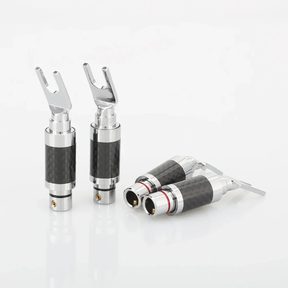 

4Pcs Pure Copper Y with Carbon Fiber Plated Banana Plug DIY Speaker Amplifier Cable lock