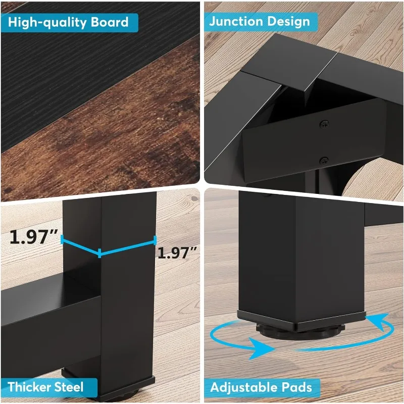Stylish 70.8" Executive Desk, Large Home Office Desk with Sturdy Frame, Rustic Brown Modern Computer Desk for Managers