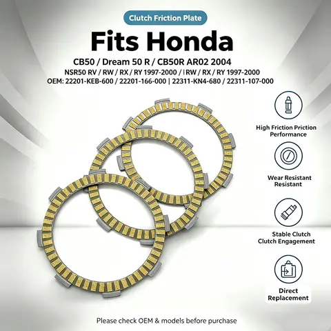 Plaques d'embrayage à friction pour moto Honda CB50J MT50 CRF80F MB5 XL75 XL80S XR75 XR80 XR80R MB50 MBX50 SD/SF MTX 50 SC TLM50F