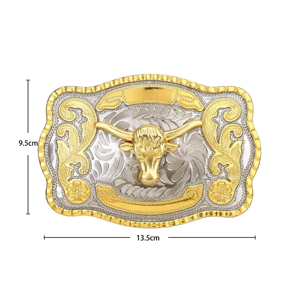 Biger ゴールドシルバー長方形テキサスフライングイーグルバックル男性用ヴィンテージウエスタンカウボーイバックル合金