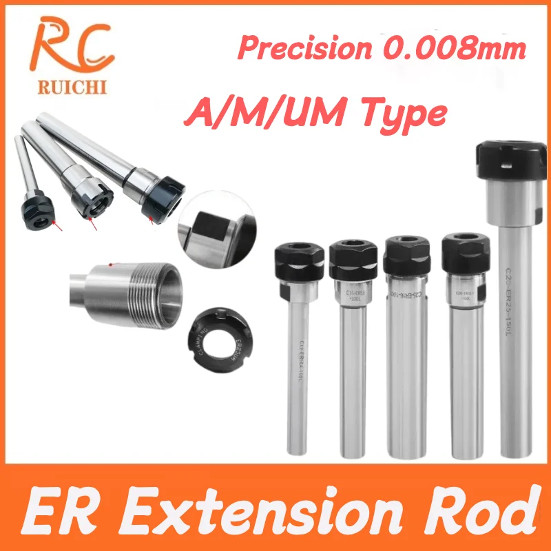 Varilla de extensión ER C8 C10 C12 C16 C20 C25 C32 C40 ER8 ER11 ER16 ER20 ER25 ER32 para mandril de pinza ER, herramienta de torneado y fresado CNC de extensión