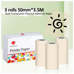 3 rotoli/scatola 50mm * 3.5M Phomemo Gold Gliter trasparente autoadesivo adesivo termico carta per etichette Phomemo M02/M02S/M02Pro stampante