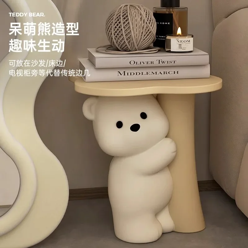 ‌Cute Bear Coffee Table  Resin Cartoon Side Table  Living Room Floor Stand  Creative Bedroom Nightstand - Modern Home Decor - view 3