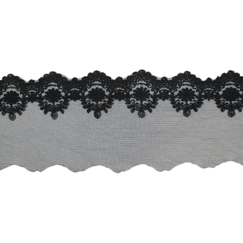 Lace Trim for Bridal Costume or Jewelry Crafts and Sewing, Embroidery Mesh Lace Fabric, White, Black, Beige, 13cm Width, 3 Yards