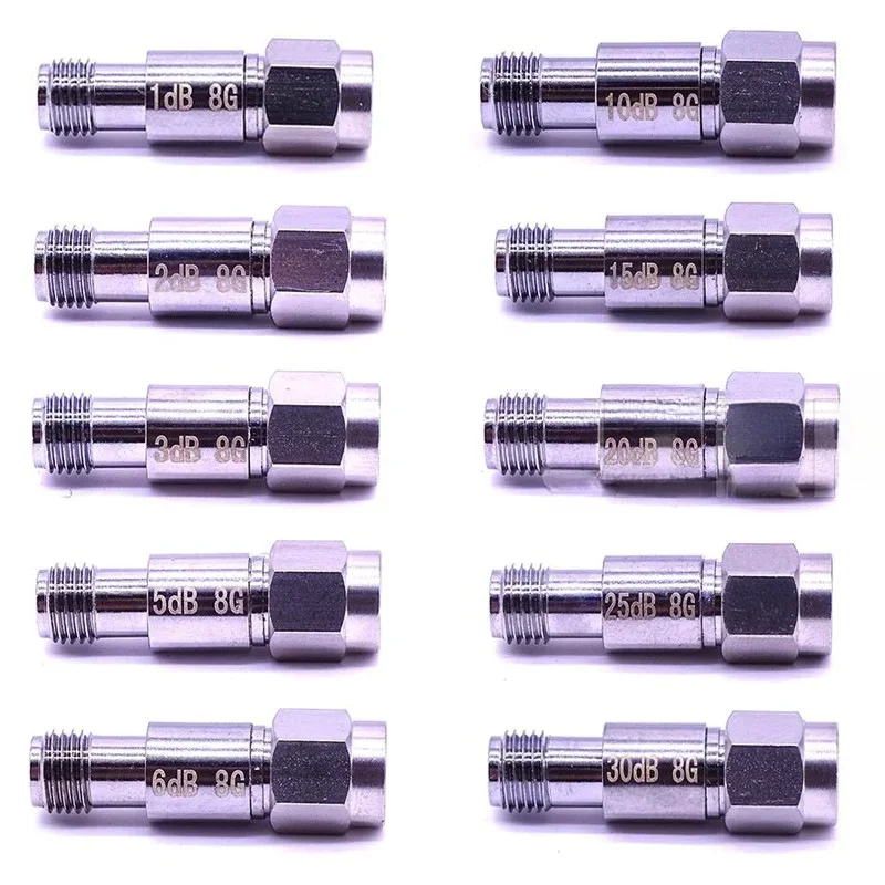 2W SMA DC-8Ghz Coaxial Fixed Attenuators Frequency SMA Fixed Connectors 40DB/30DB/25DB/20DB/15DB/10DB/6DB/5DB/3DB/2DB/1DB