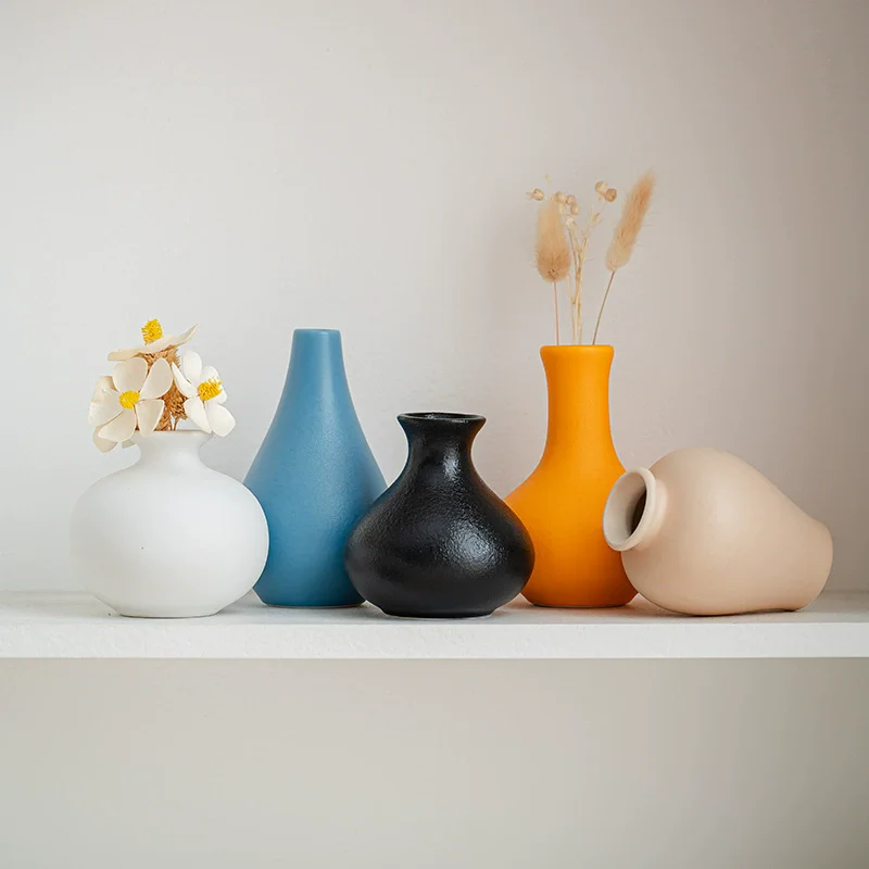 

Ceramic Vases Set of 5 Multiple colors Design Handmade Terracotta Flower Pot Home Decor Christmas Decoration Table Centerpiece