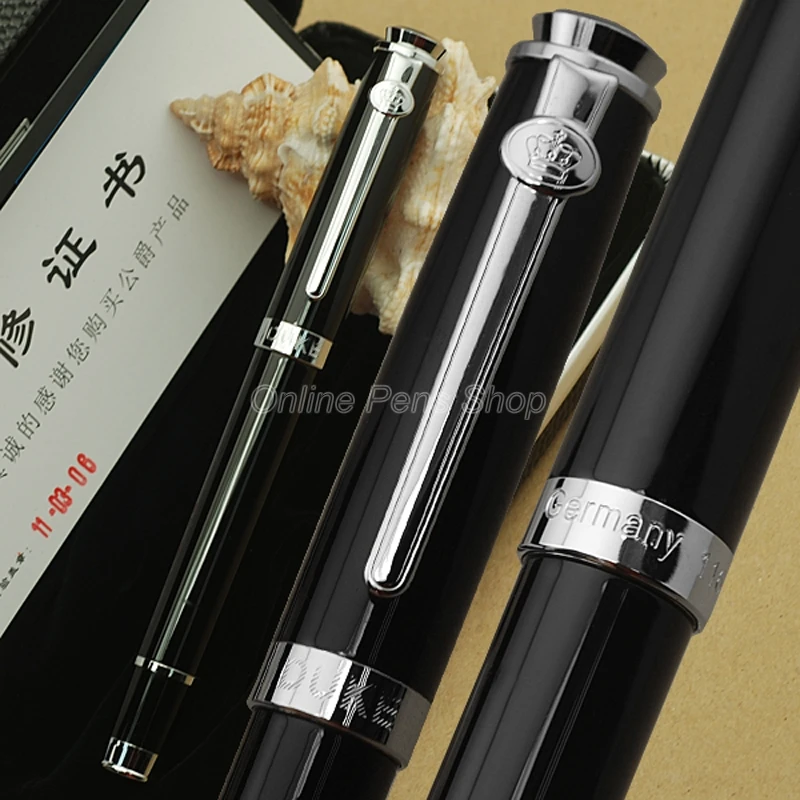 duke carbon fiber fountain pen estilo bonito caneta de presente preto e prata escritorio e casa material escolar 01