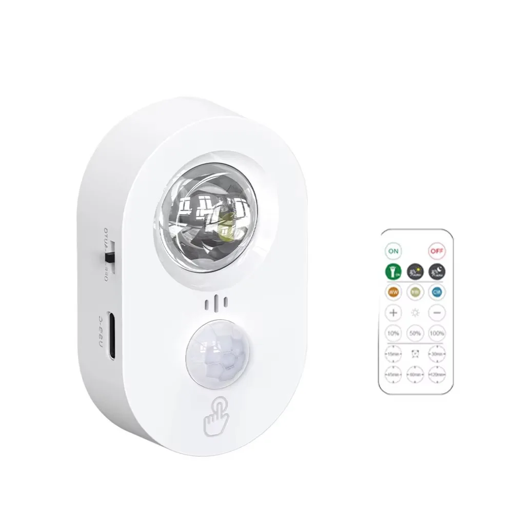 

USB Rechargeable Human Body Sensing Night Light Remote Control 3000K-6000K Intelligent LED Lamp Human Body Sensor Dimmable