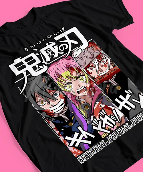 T-Shirt UNISEX DEMON SLAYER MITSURI, UZUI Y OBANAI