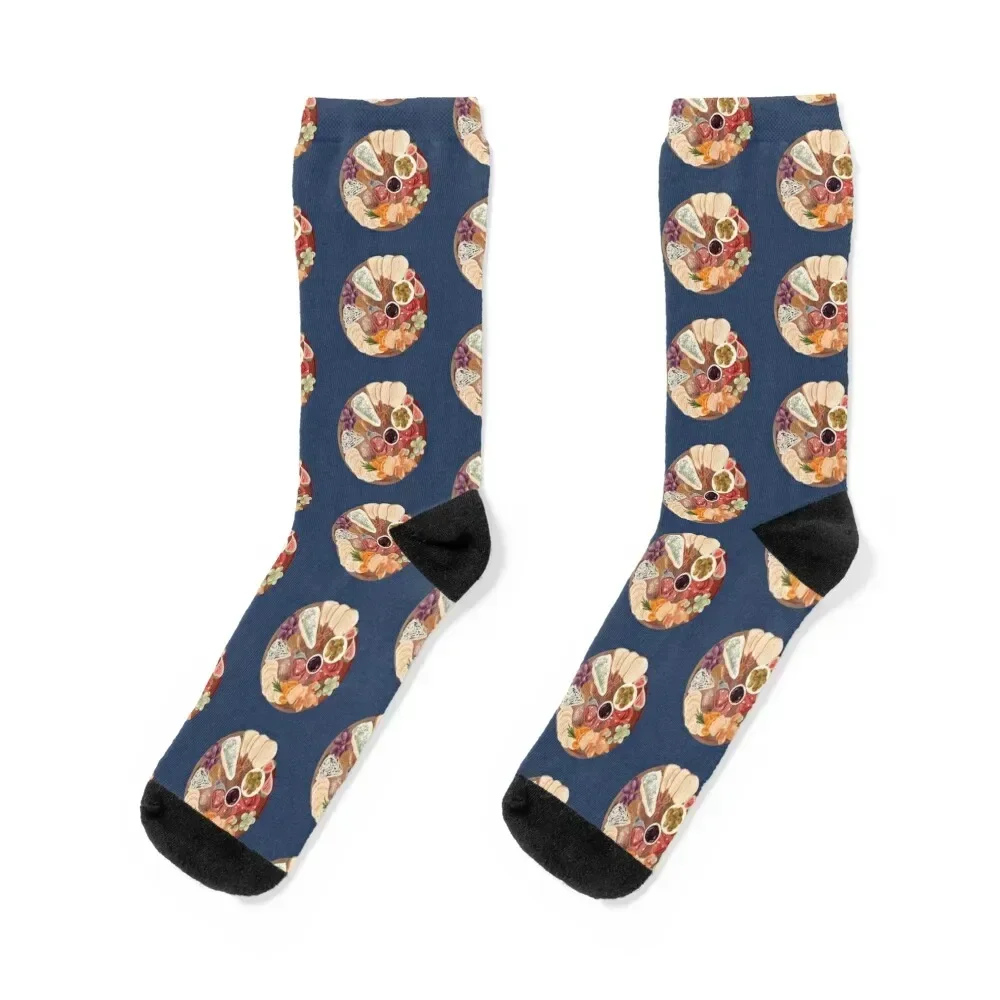 

Round Charcuterie Board of Meat and Cheese Socks Christmas aesthetic heated Socks For Men Women's