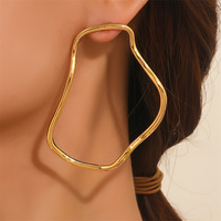 Minimalist Irregular Hollow Geometry Metal Big Stud Earrings Punk Statement Gold Color Earring Women's Charm Ear Jewelry Gifts