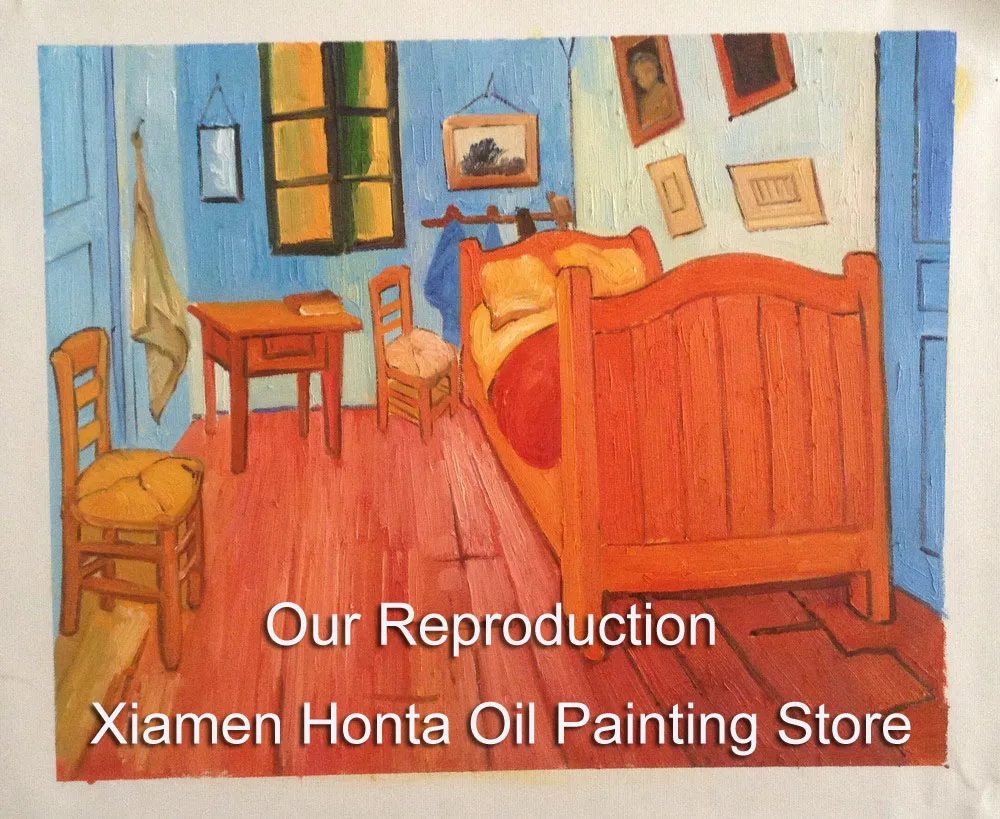 Linen Canvas Oil Painting reproduction,The bed room by Vincent Van Gogh,Free DHL Shipping,100% handmade,Museum quality