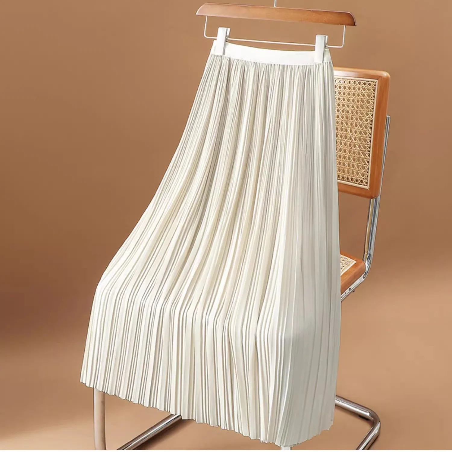 

Outlet Guangzhou Thirteenth Floor Brand Draped Midi Skirt Women's Small Size A-Line Skirt Polyester Fiber Pred Pleats