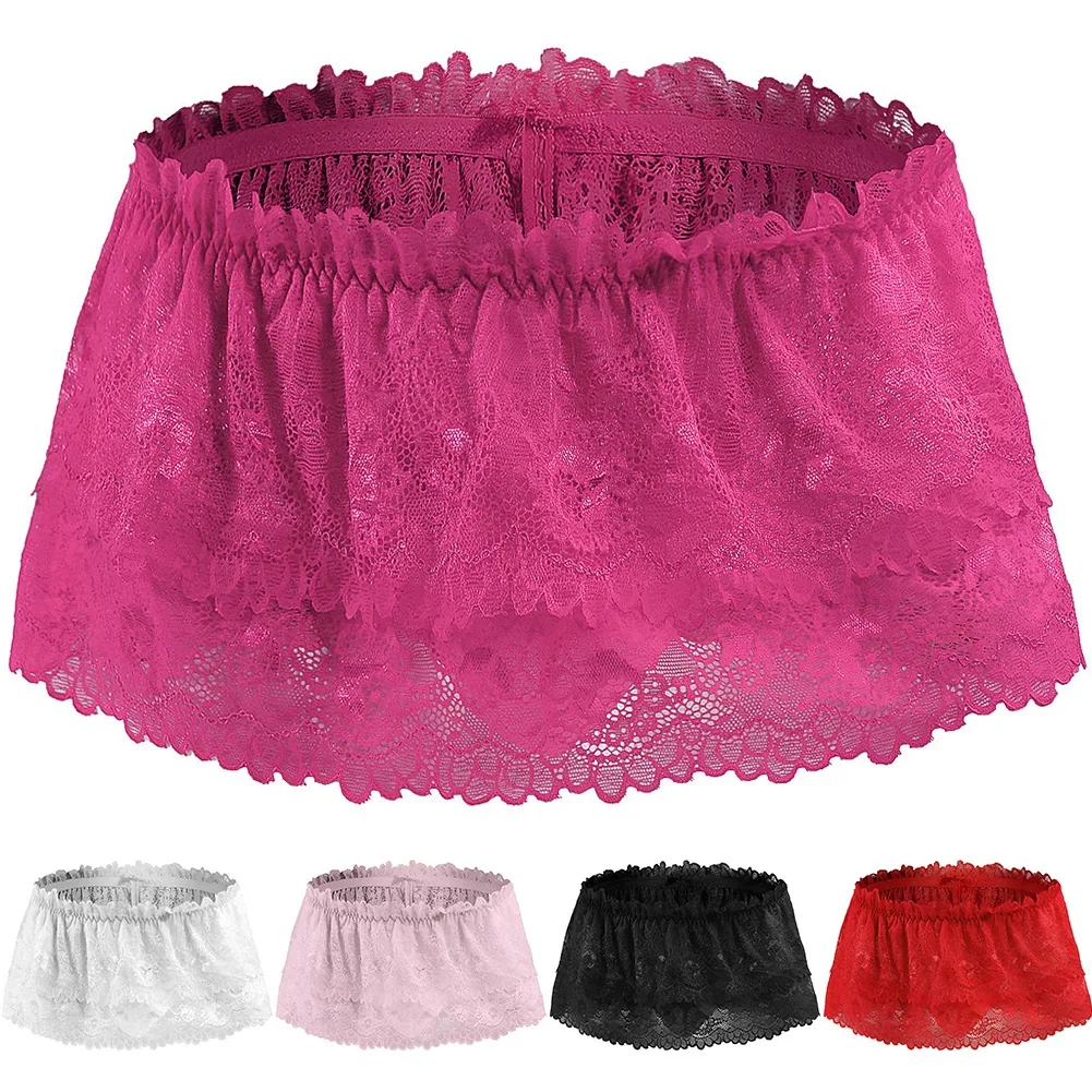 

2023 Brand New Unders Crossdress Lingerie Solid Color Panties Sexy Mens Sissy Skirt Soft Temptation Underpants