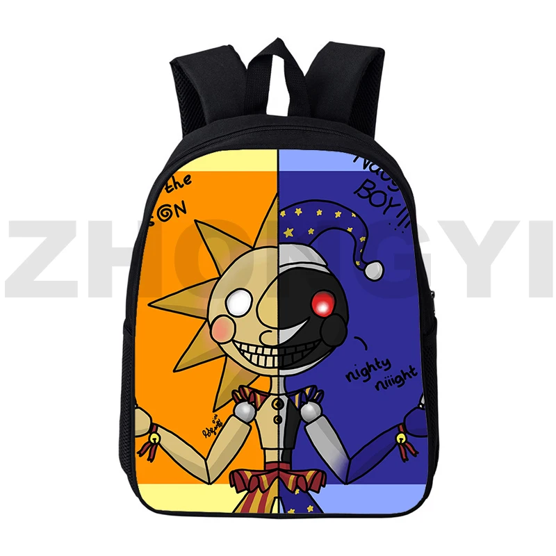 Fnaf Sundrop Moondrop Game 3D Print Children Backpack Cute Cartoon Rucksack Kindergarten 12/16 Inch Students Primary School Bag