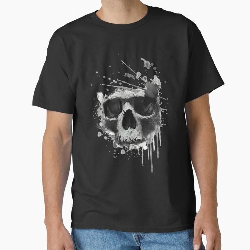 

0711 horror death gothic skull vintage punk pattern scary halloween gift T-shirt for men Large size Tops S-6xl
