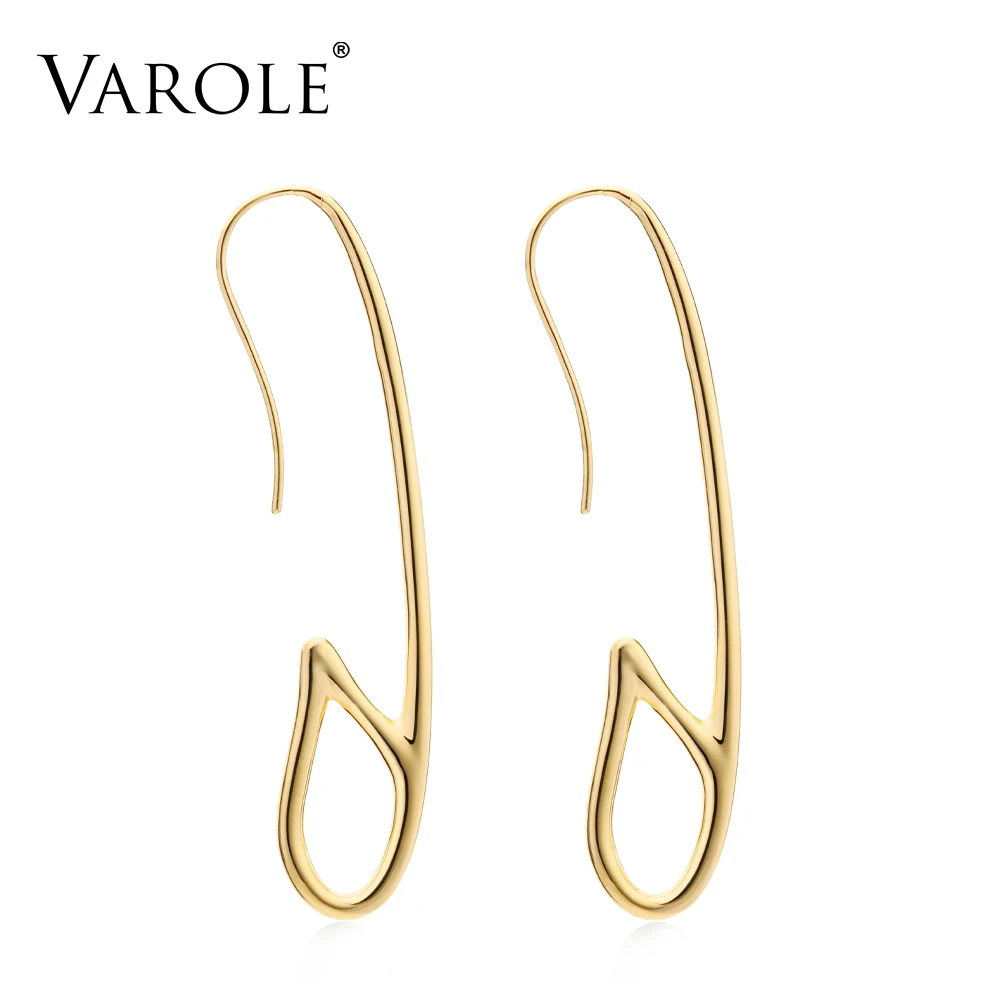 VAROLE Fashion Brand Earring Safety Pin Long Gold Color Earrings For Women Jewelry orecchini pendientes antialergicos mujer